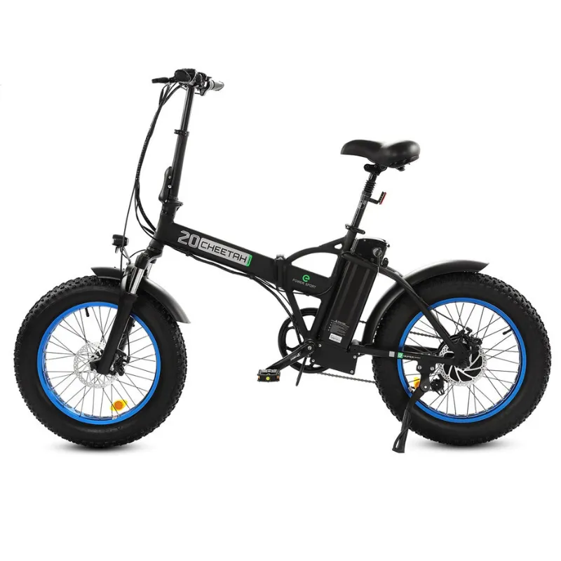 Ecotric Fat Tire Folding Electric Bike with LCD Display, 48V/12.5Ah, 500W - Black/Blue