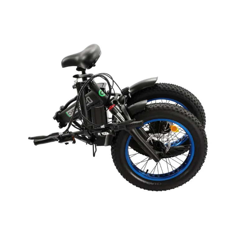 Ecotric Fat Tire Folding Electric Bike with LCD Display, 48V/12.5Ah, 500W - Black/Blue