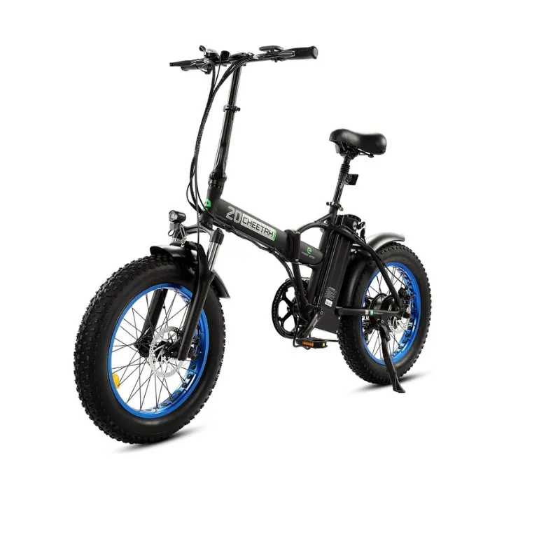 Ecotric Fat Tire Folding Electric Bike with LCD Display, 48V/12.5Ah, 500W - Black/Blue