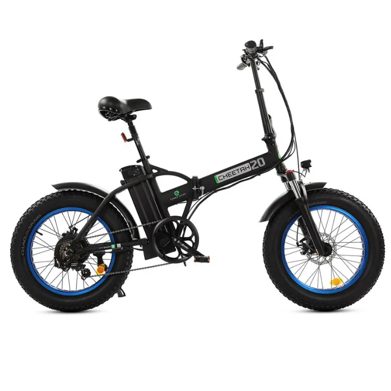Ecotric Fat Tire Folding Electric Bike with LCD Display, 48V/12.5Ah, 500W - Black/Blue