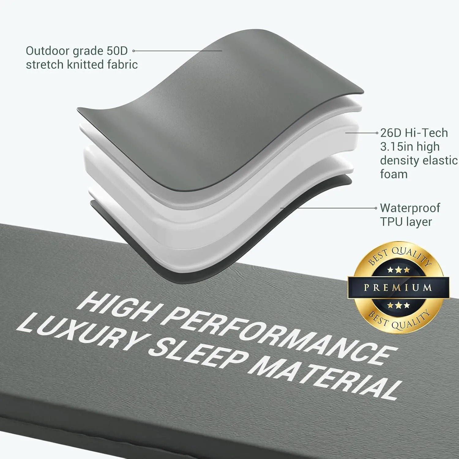 Elegear Self Inflating Sleeping Pad, 3.15" Ultra-Thick Memory Foam Camping Pad with Pillow Fast Inflating in 20s Insulated Camping Mattress Pad 4-Season Camp Sleeping Mat for Camp/Travel/Car/Tent