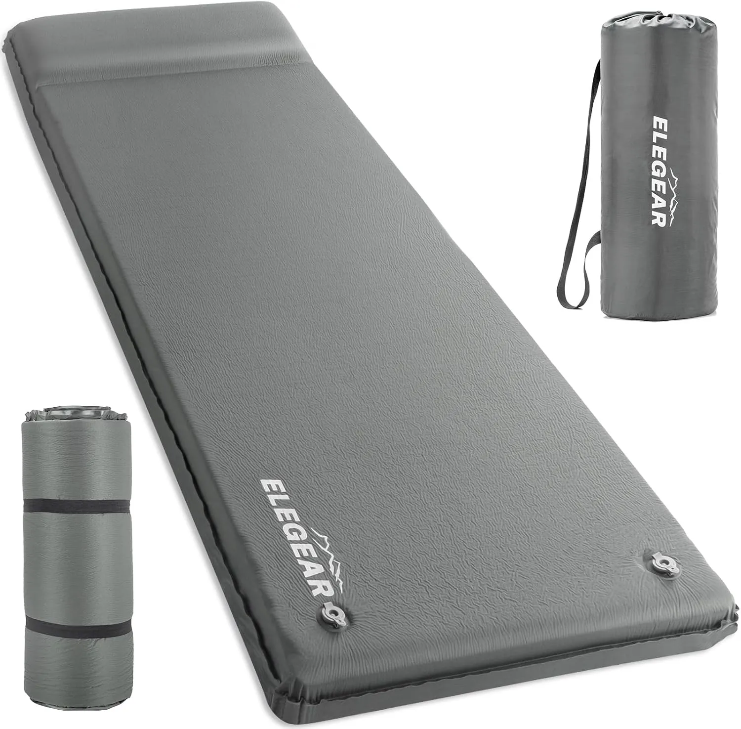 Elegear Self Inflating Sleeping Pad, 3.15" Ultra-Thick Memory Foam Camping Pad with Pillow Fast Inflating in 20s Insulated Camping Mattress Pad 4-Season Camp Sleeping Mat for Camp/Travel/Car/Tent