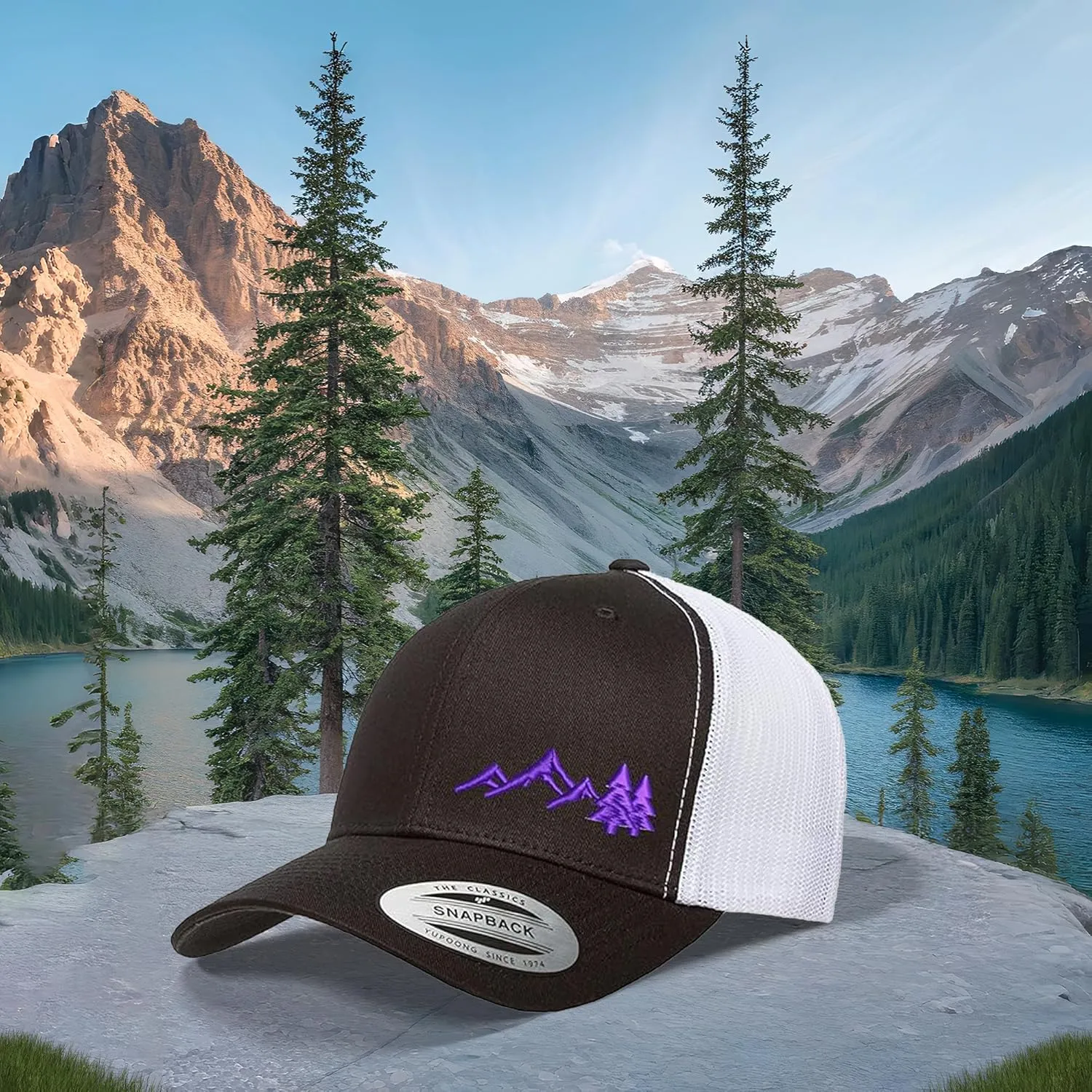 Embroidered Outdoors Mountain Trucker Snapback Cap Mesh Back Men and Women