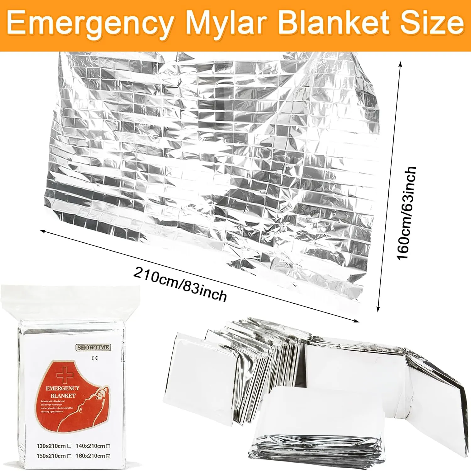 Emergency Blankets Mylar Thermal Blanket, 4 Pack Space Blankets Survival Mylar Blanket Perfect for Outdoors, Hiking, Camping Survival, 83" x 63"