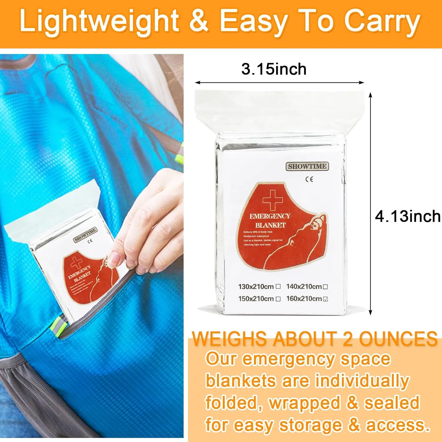 Emergency Blankets Mylar Thermal Blanket, 4 Pack Space Blankets Survival Mylar Blanket Perfect for Outdoors, Hiking, Camping Survival, 83" x 63"