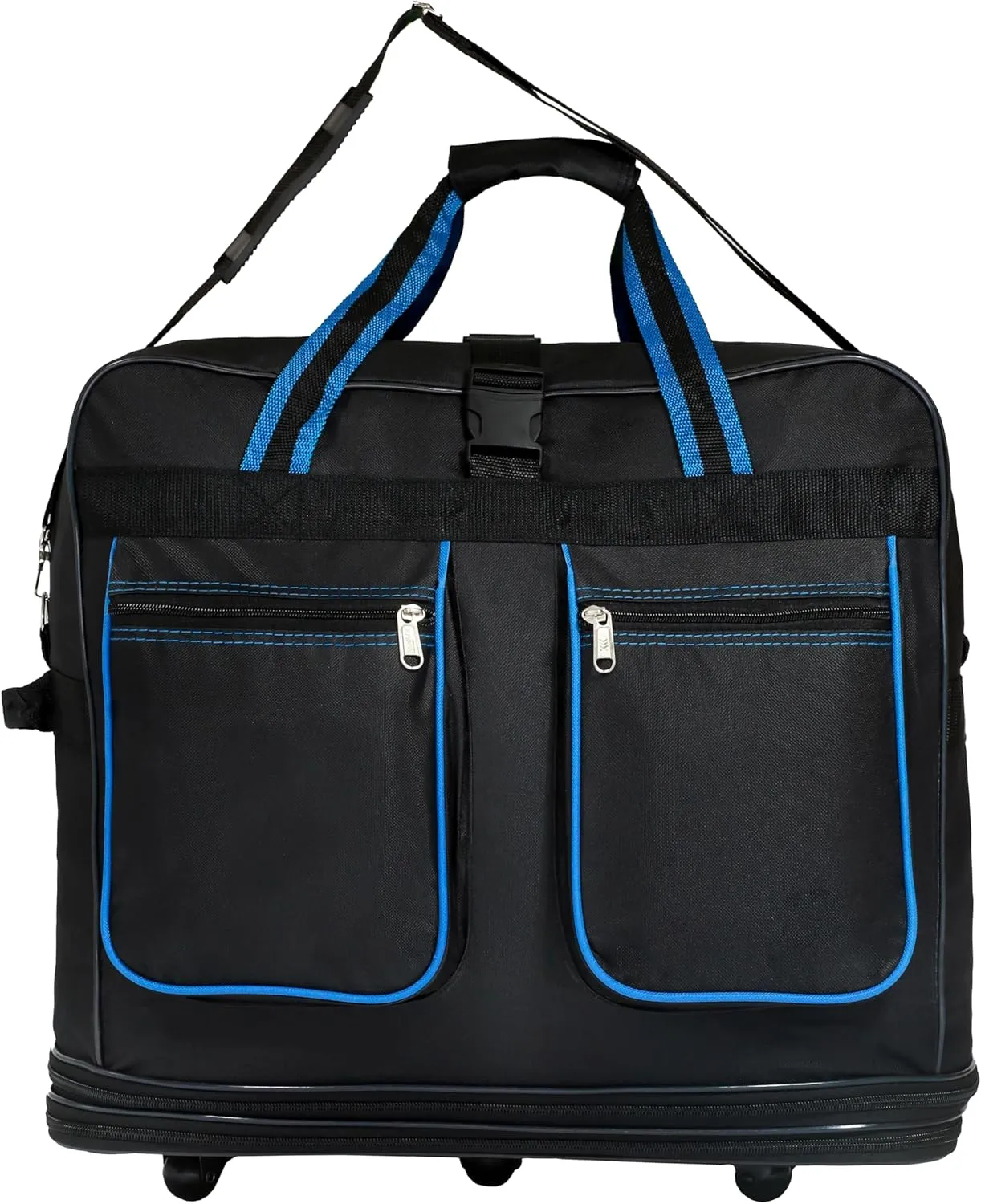 Expandable Lightweight Duffle Bag (40"") Rolling wheeled Spinner Suitcase Luggage for Travel and Storage - (Pack of 2) (Blue Trim), NAVBL2PK40
