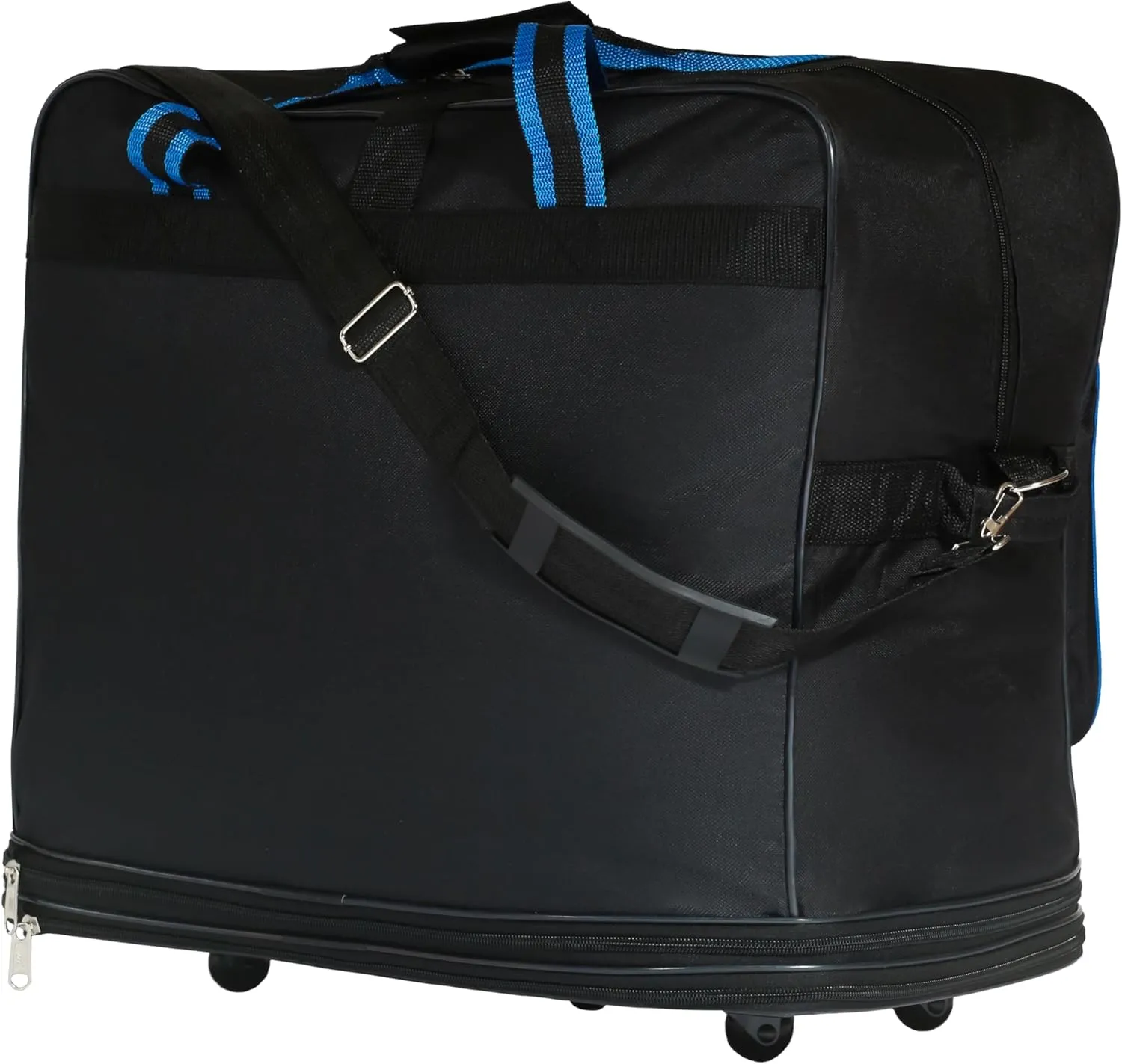 Expandable Lightweight Duffle Bag (40"") Rolling wheeled Spinner Suitcase Luggage for Travel and Storage - (Pack of 2) (Blue Trim), NAVBL2PK40