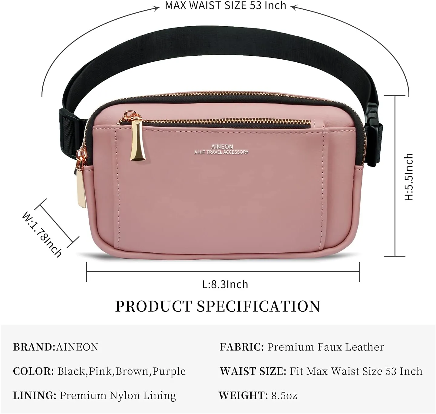 Fanny Packs for Women Fashion Leather Fanny Pack for Men Girls Boys, Plus Size Waist Pack Belt Bag with Adjustable Strap Waterproof Cute Bum Hip Bags for Travel Disney Hiking Running Cycling Shopping