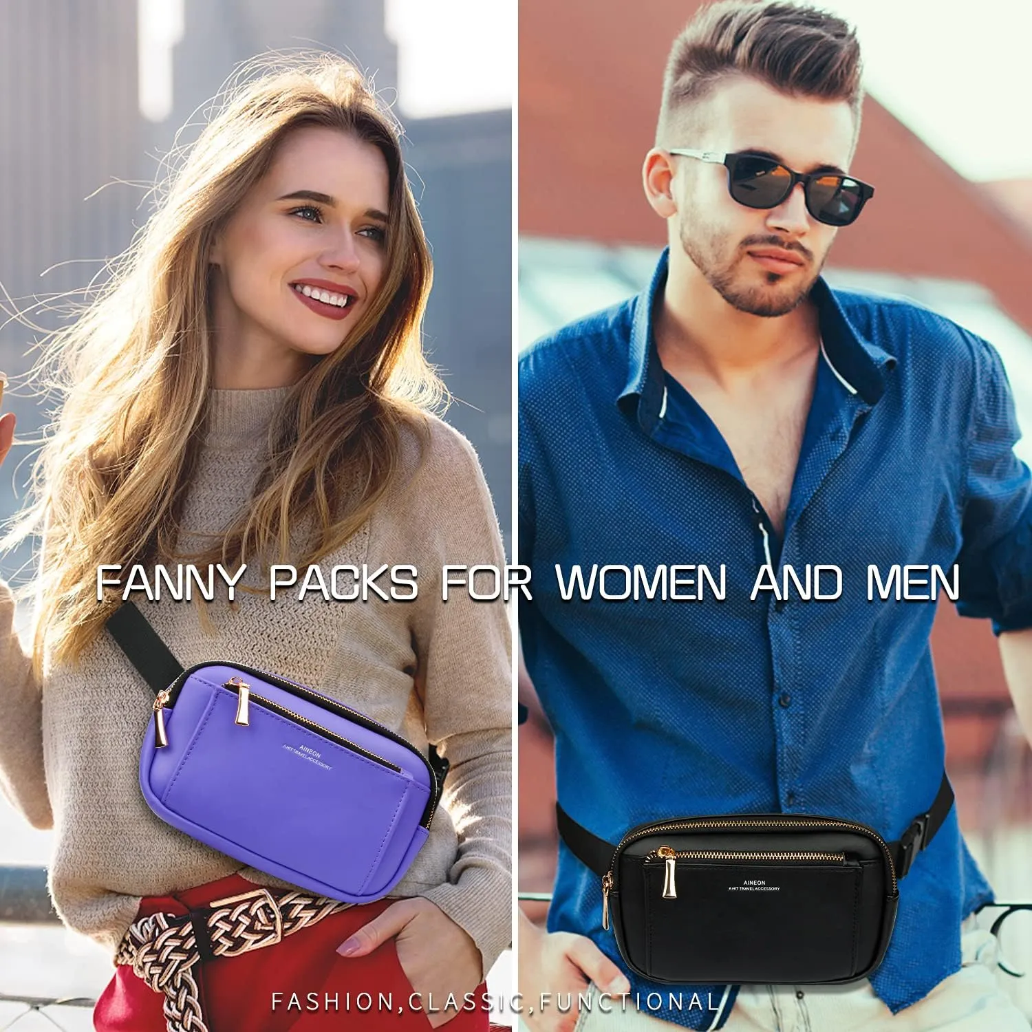 Fanny Packs for Women Fashion Leather Fanny Pack for Men Girls Boys, Plus Size Waist Pack Belt Bag with Adjustable Strap Waterproof Cute Bum Hip Bags for Travel Disney Hiking Running Cycling Shopping