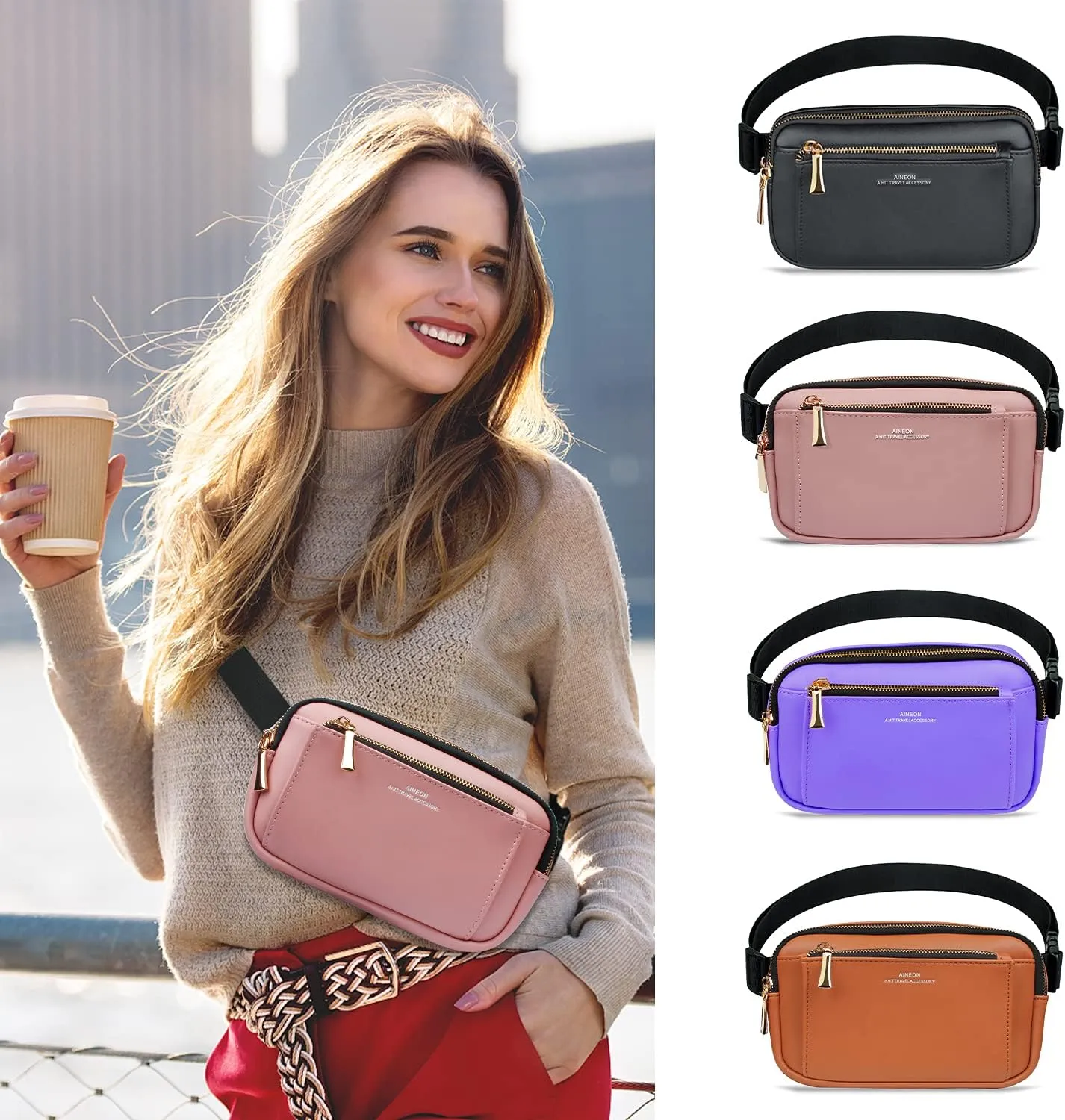 Fanny Packs for Women Fashion Leather Fanny Pack for Men Girls Boys, Plus Size Waist Pack Belt Bag with Adjustable Strap Waterproof Cute Bum Hip Bags for Travel Disney Hiking Running Cycling Shopping