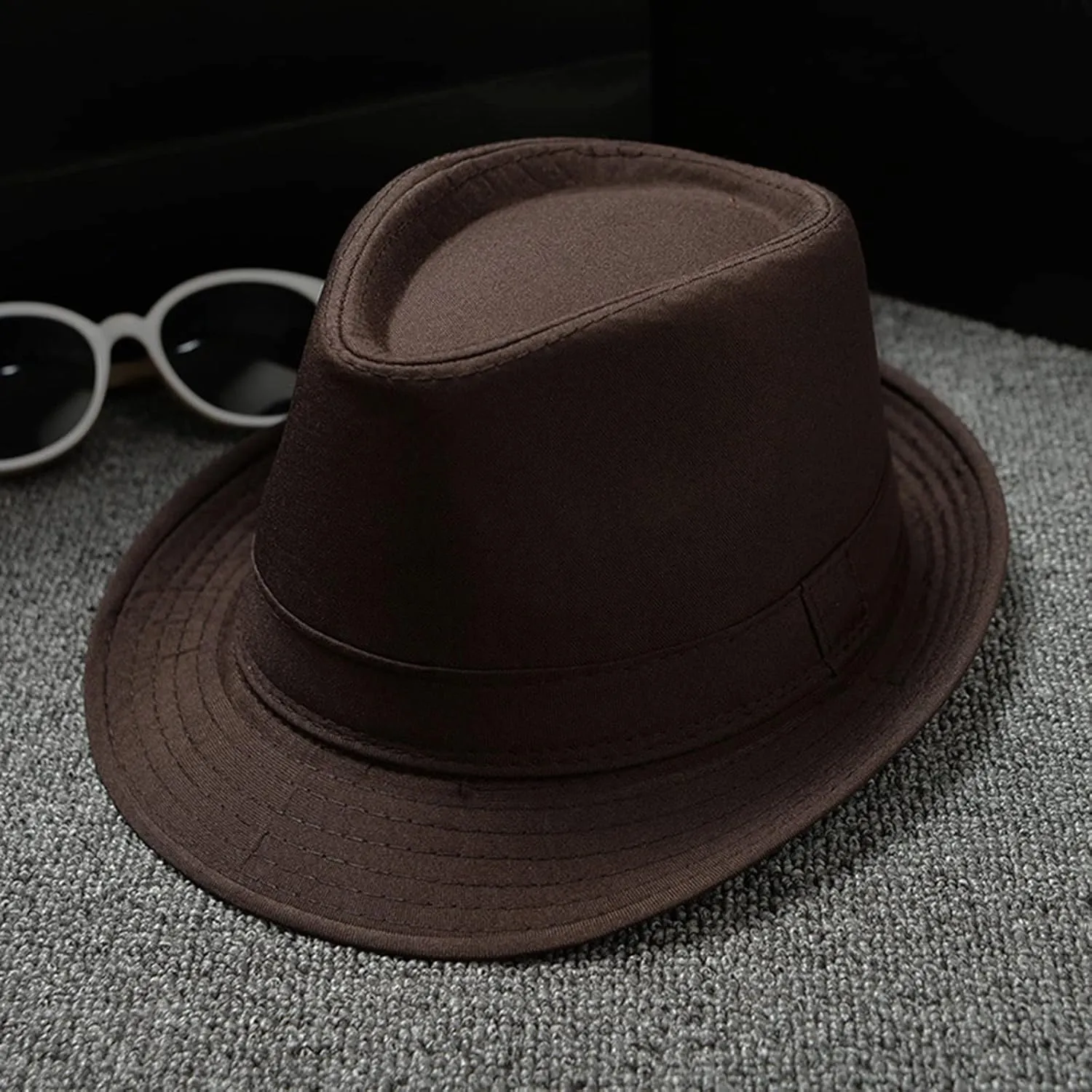 Fedora Hat for Men Unisex Classic Mens Fedora Hat Casual Jazz Cap Womens Short Brim Panama Cap