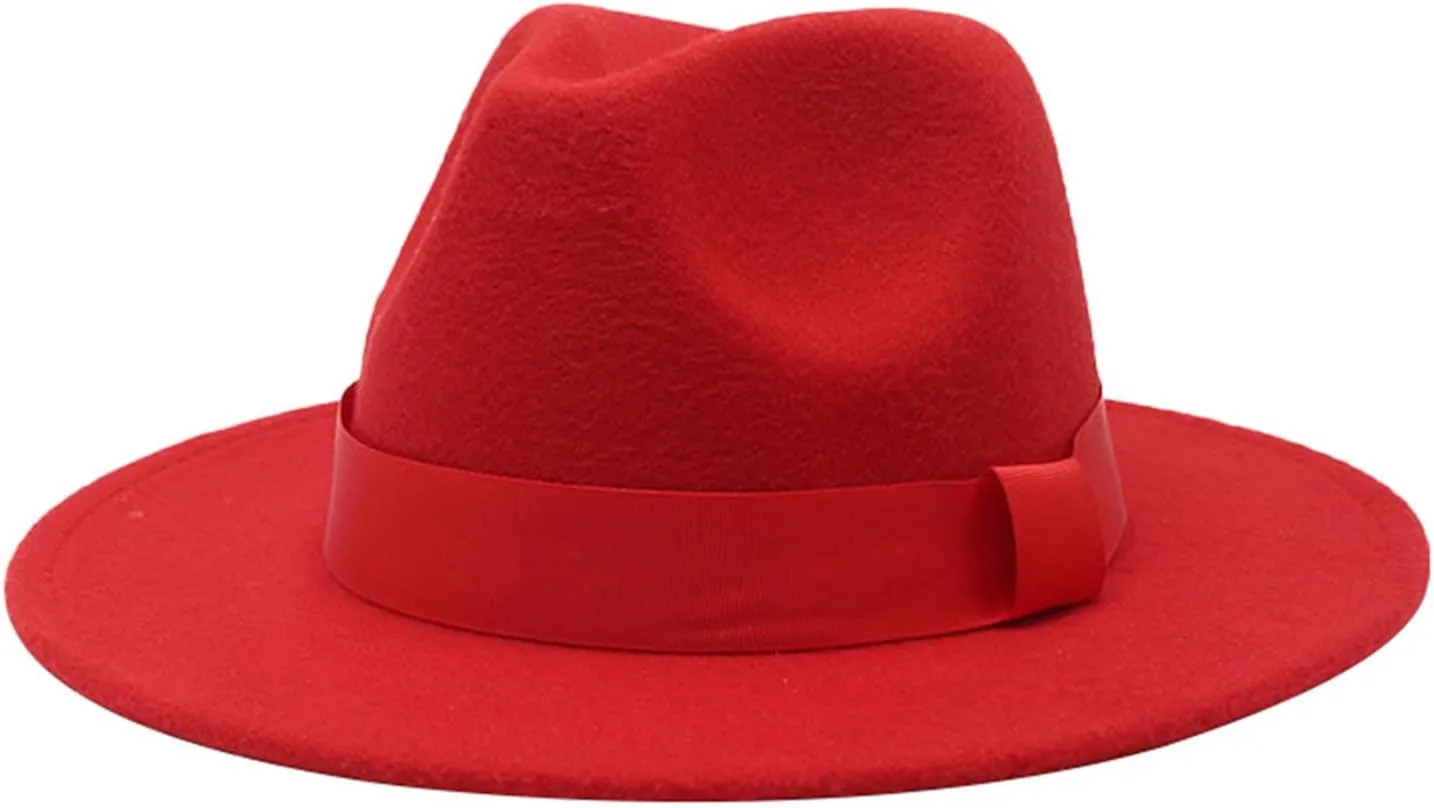 Fedora Hats for Men Women Hat Wide Brim Panama Hat with Belt Buckle Wide Brim Fedora Hats for Men