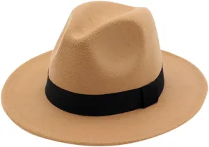 Fedora Hats, Vintage Wide Brim Warm Panama Hat,Adjustable Flat Brim Hat with Belt Buckle for Men