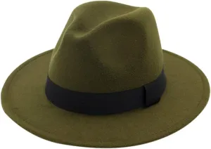 Fedora Hats, Vintage Wide Brim Warm Panama Hat,Adjustable Flat Brim Hat with Belt Buckle for Men