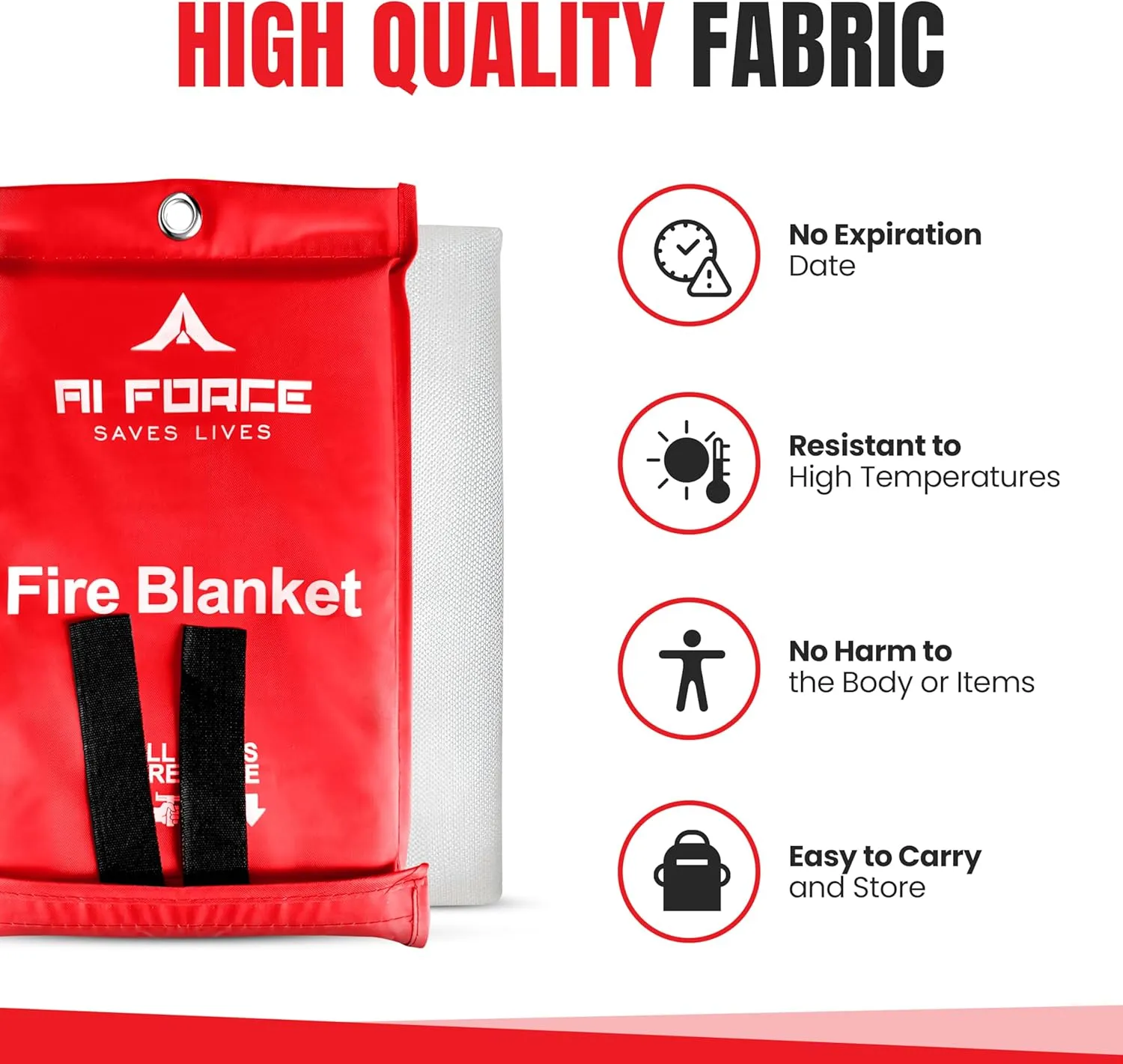 Fire Blanket with Gloves & Hooks (4-Pack, Fiberglass, Red)  Fireproof Emergency Safety Blanket for Home, Kitchen, Fireplace, Camping, BBQ, Grease & Outdoor Fires  Survival Gear