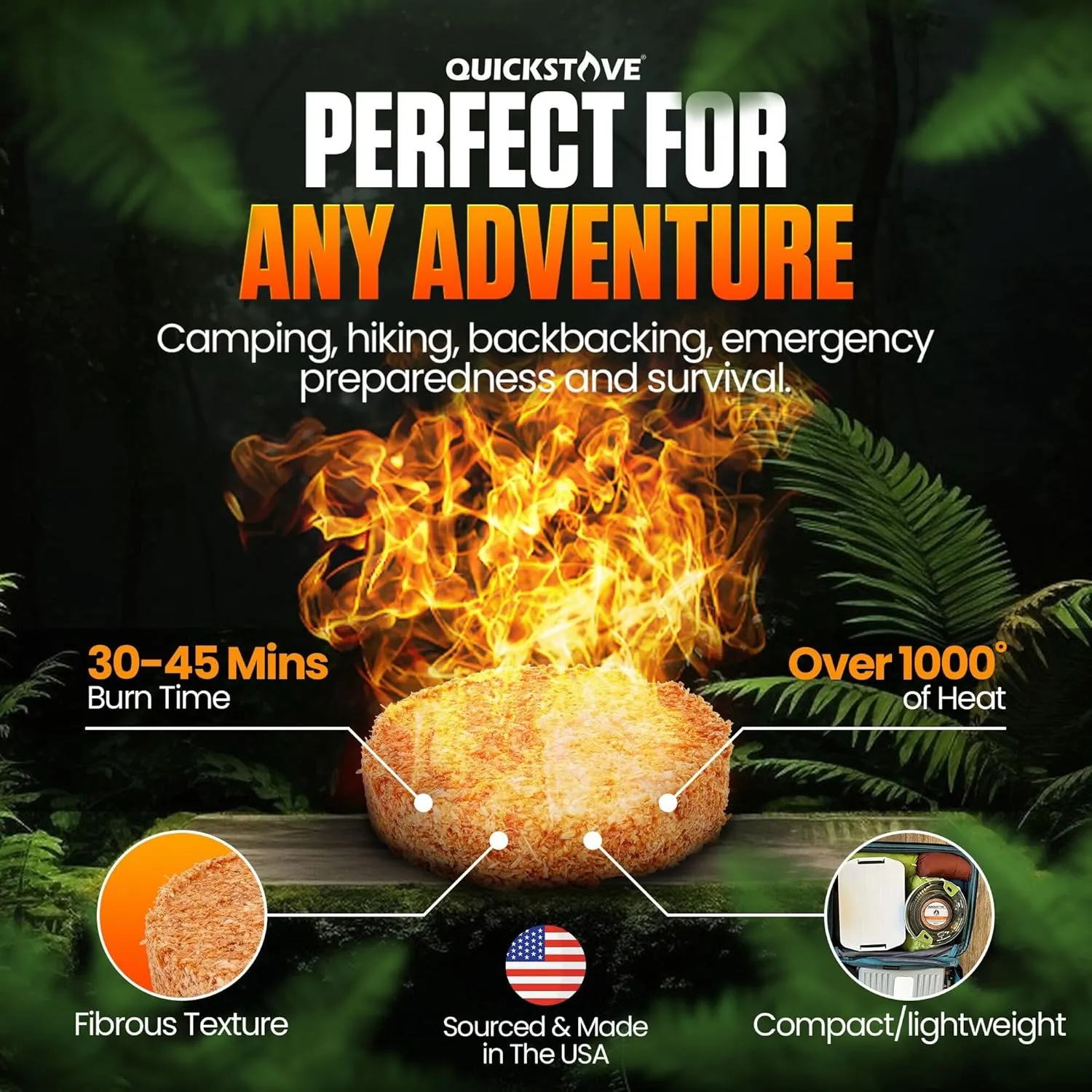 Fire Starters (10 Pack)  Waterproof Emergency Fuel Disks for Camping Essentials, Wood Stove, Fireplace, Fire Pit, Survival Kit, Campfire & Outdoor Accessories