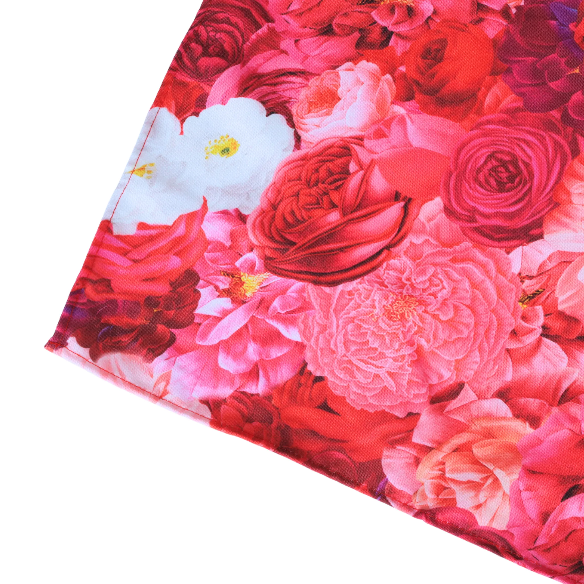 Floral Peony Roses 90"x132" Rectangular Tablecloth - Fuchsia