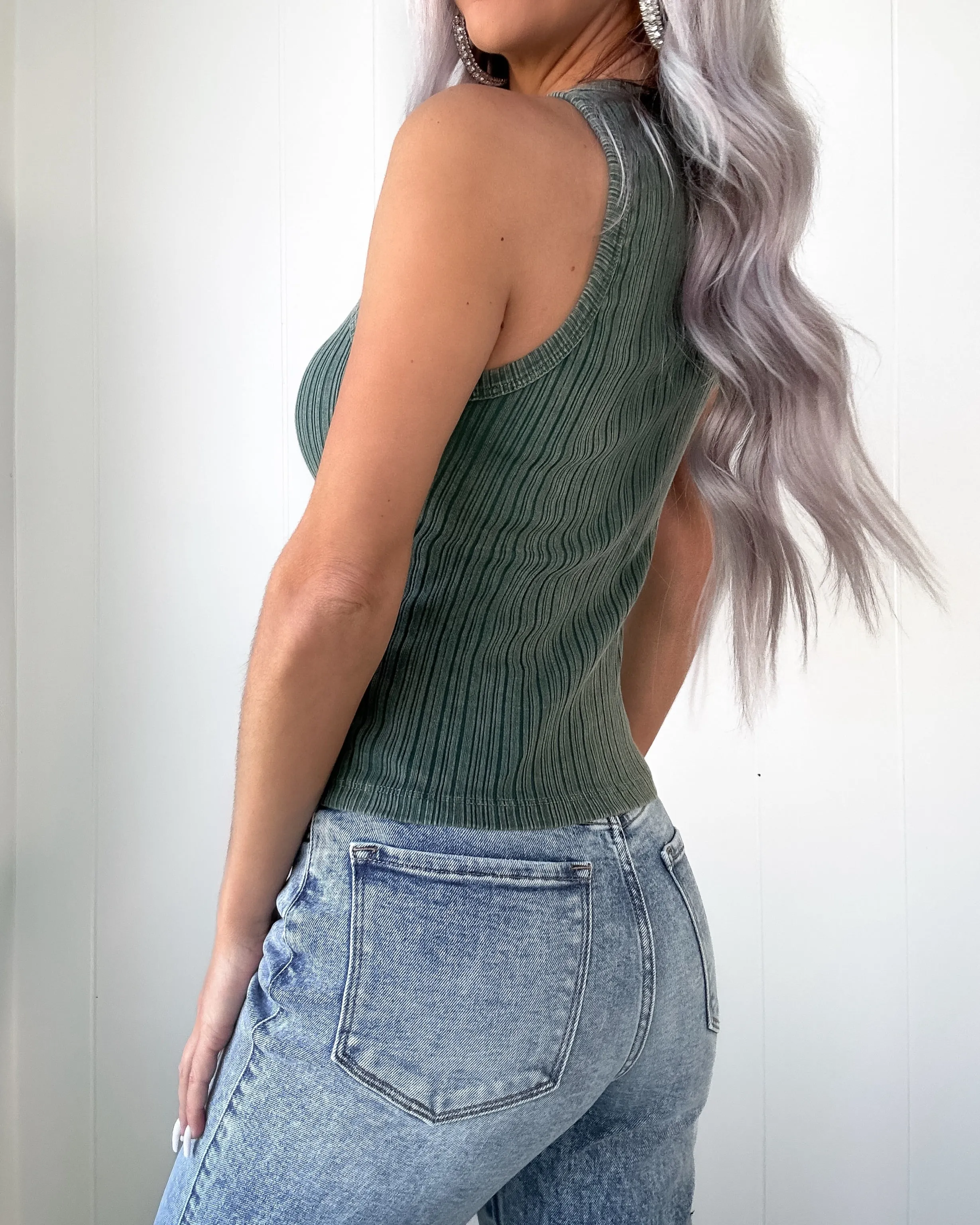 Focused Attention Ribbed Tank - Olive