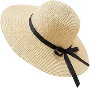 Foldable Sun Hats for Women Short Brim Fedora Classic Summer Beach Sun Hat Outdoor Women Large Straw Hat