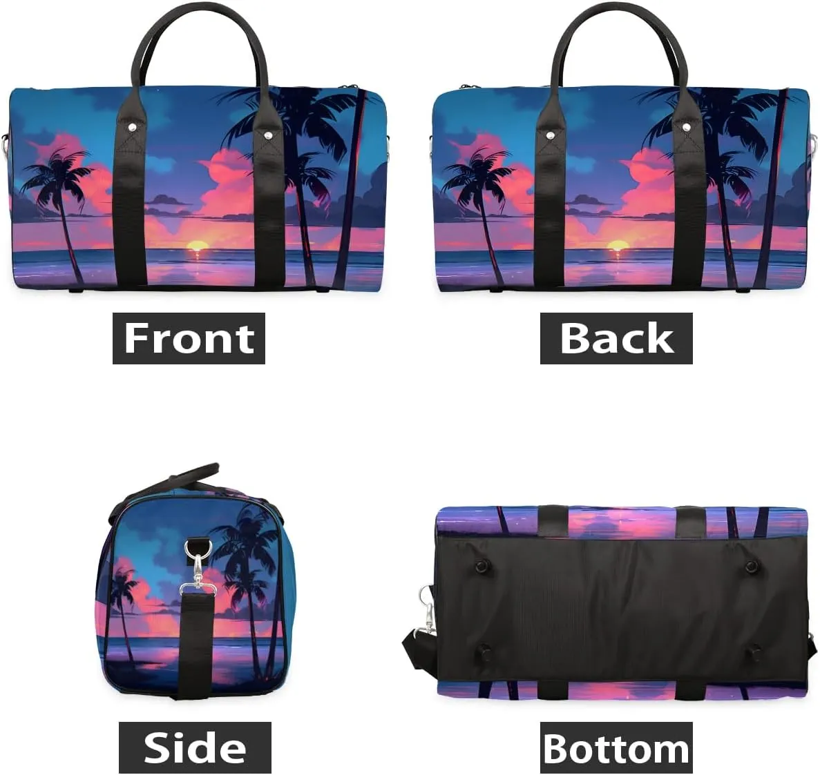 Foldable Travel Bag Beach Sunset Lightweight Carry On Bags for Airplanes Waterproof Travel Duffle Bag For Gym Weekend Overnight