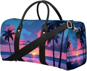 Foldable Travel Bag Beach Sunset Lightweight Carry On Bags for Airplanes Waterproof Travel Duffle Bag For Gym Weekend Overnight