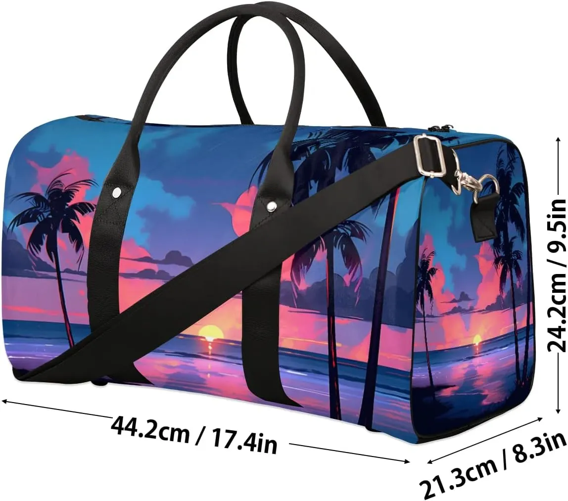 Foldable Travel Bag Beach Sunset Lightweight Carry On Bags for Airplanes Waterproof Travel Duffle Bag For Gym Weekend Overnight