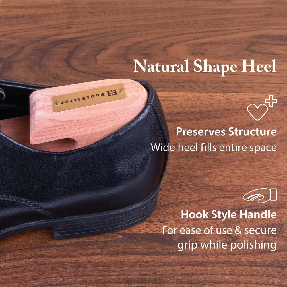 FootFitter Cedar Shoe Trees for Men, Wide Heel Split Toe, Aromatic Cedar Boot Tree - DW29, 2-Pack