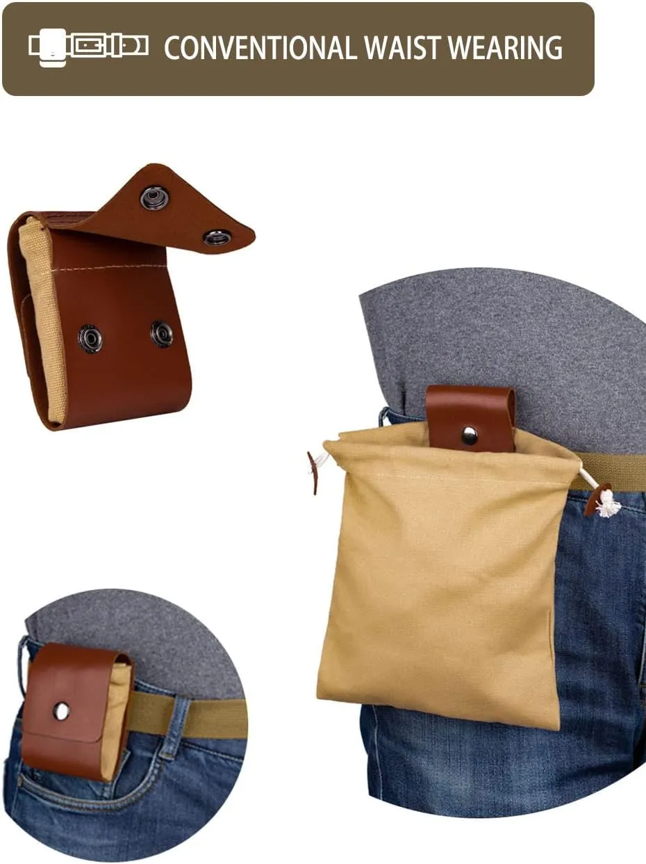 Foraging Bag Adjustable Shoulder Strap Canvas Foraging Pouch for Hiking, Bushcraft, Collapsible Belt Bag for Collecting Mushrooms, Rocks, Seashells