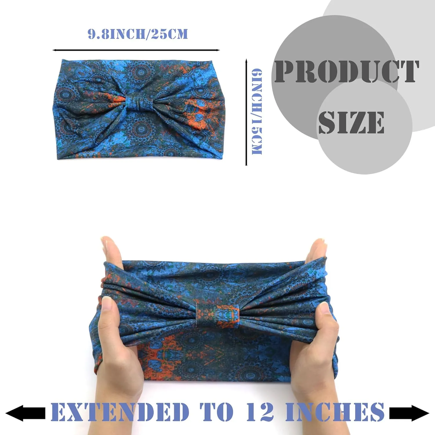 FULZTEY Boho Headbands for Women Fashion Floral Print Hairbands Knotted Wide Head Band Large African Headwraps Elastic Non Slip Yoga Workout Bandana Cotton Thick Turban Hair Accessories 3Pcs