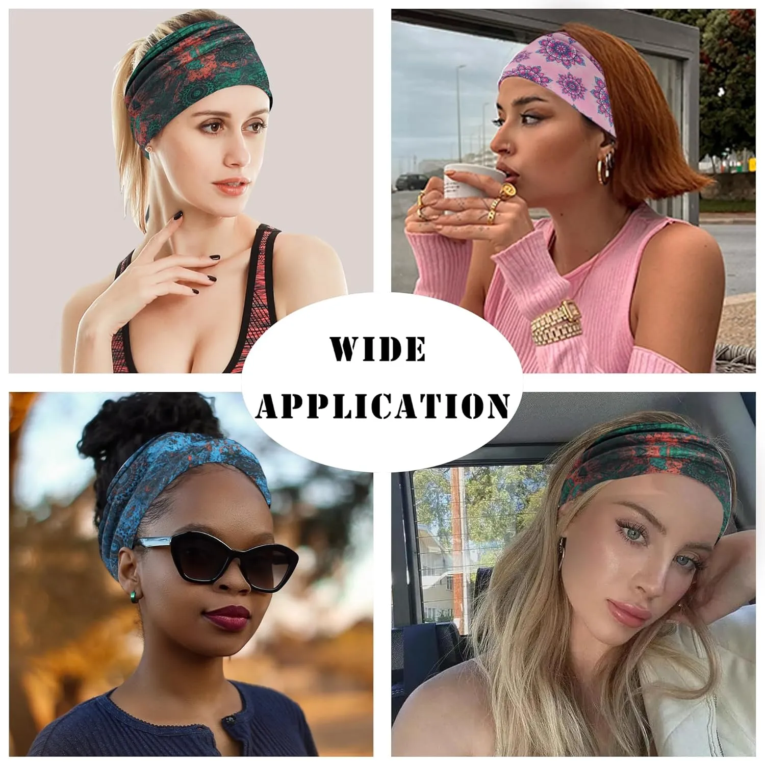 FULZTEY Boho Headbands for Women Fashion Floral Print Hairbands Knotted Wide Head Band Large African Headwraps Elastic Non Slip Yoga Workout Bandana Cotton Thick Turban Hair Accessories 3Pcs