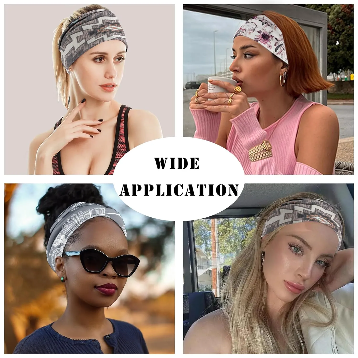 FULZTEY Boho Headbands for Women Fashion Knotted Wide Head Bands Floral Print Hairband Cotton Thick Headwraps Elastic Non Slip Workout Yoga Bandana Large African Turban Hair Accessories 3Pcs