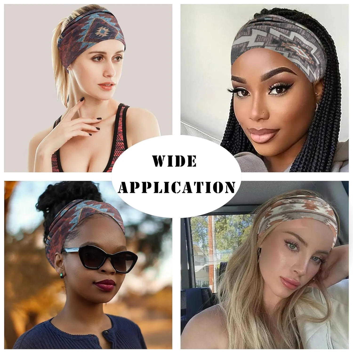 FULZTEY Boho Headbands for Women Fashion Wide Head Bands Floral Print Hairbands Large African Knotted Headwrap Elastic Sport Yoga Workout Turban Thick Cloth Bandanas for Hair Accessories 3Pcs