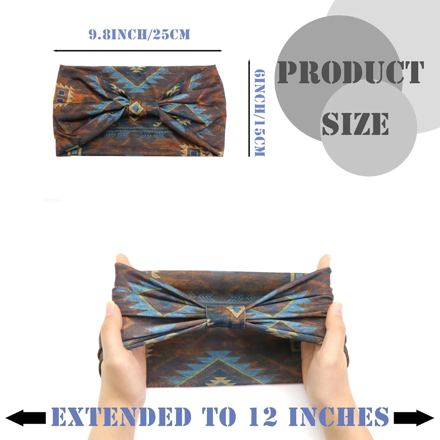 FULZTEY Boho Headbands for Women Fashion Wide Head Bands Floral Print Hairbands Large African Knotted Headwrap Elastic Sport Yoga Workout Turban Thick Cloth Bandanas for Hair Accessories 3Pcs