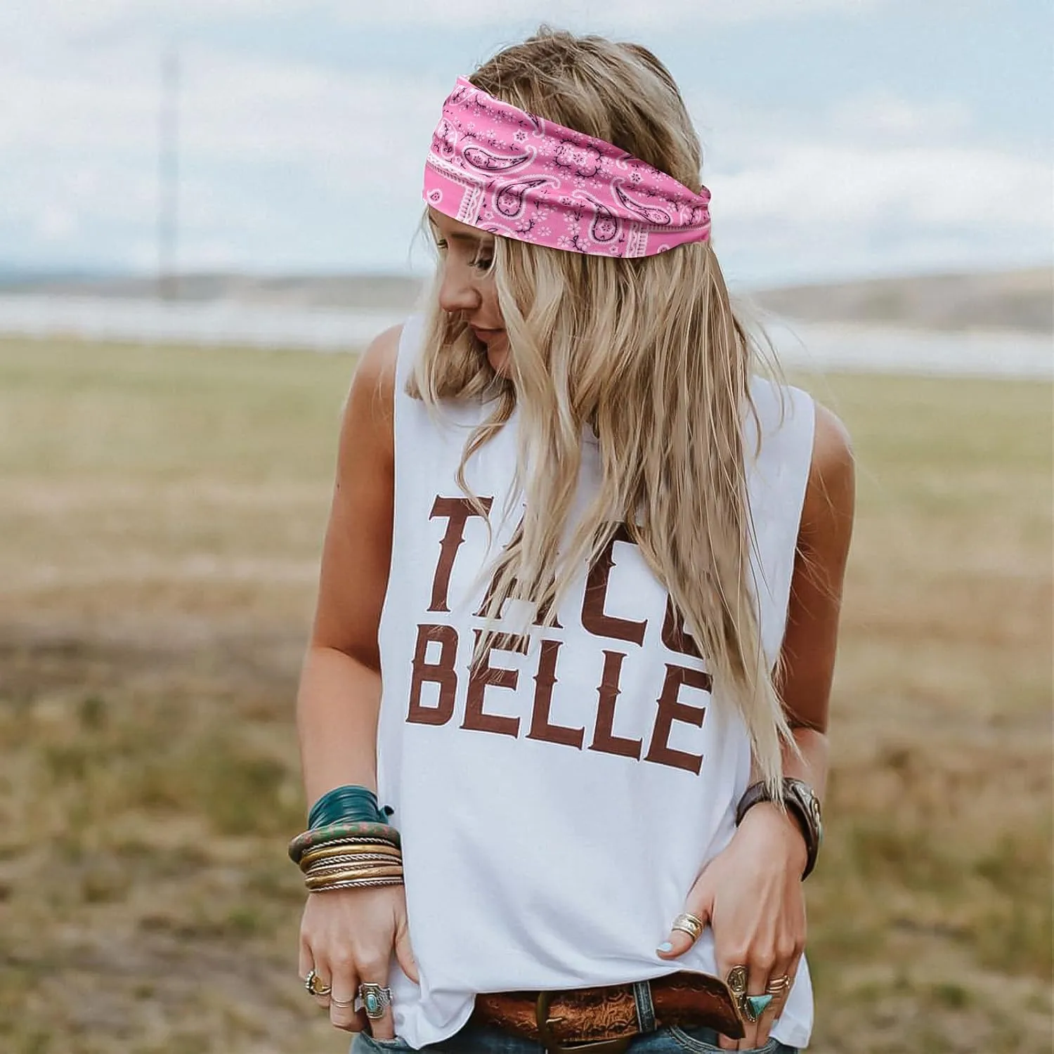 FULZTEY Boho Headbands for Women Wide Knotted Head Bands Paisley Floral Print Hairband Cotton Headwraps Elastic Non Slip Workout Yoga Bandana Large African Turban Fashion Hair Accessories 3Pcs