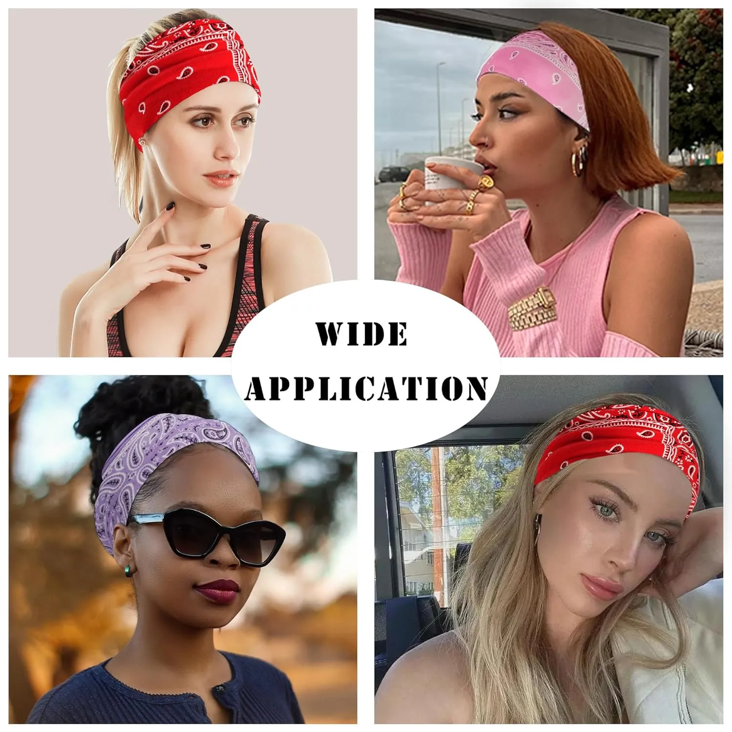 FULZTEY Boho Headbands for Women Wide Knotted Head Bands Paisley Floral Print Hairband Cotton Headwraps Elastic Non Slip Workout Yoga Bandana Large African Turban Fashion Hair Accessories 3Pcs