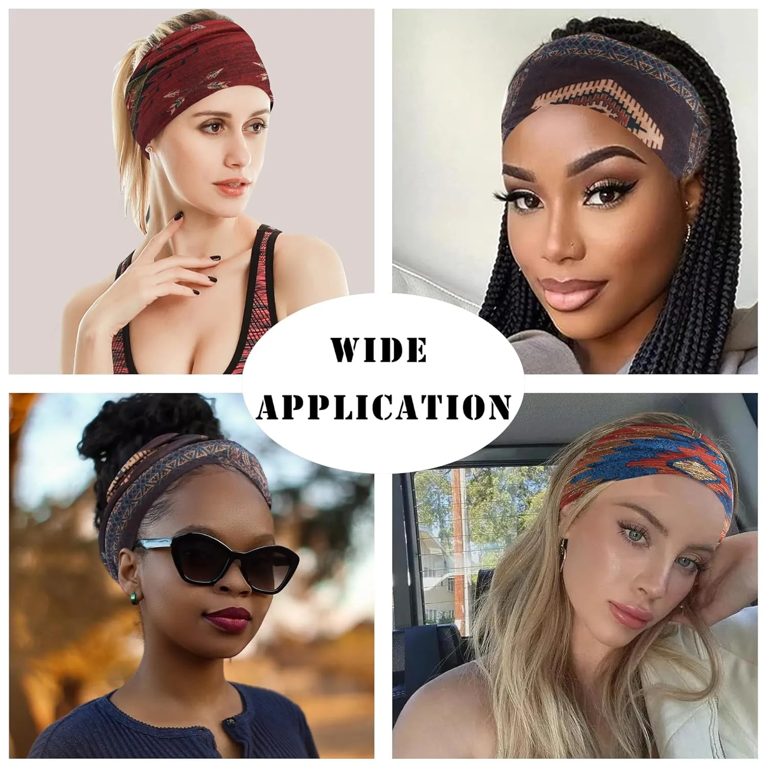 FULZTEY Wide Boho Headbands for Women Fashion Knotted Headwraps Large African Hairband Elastic Yoga Workout Sweat Head Band Thick Cloth Turban Non Slip Bandanas for Hair Accessories 3Pcs