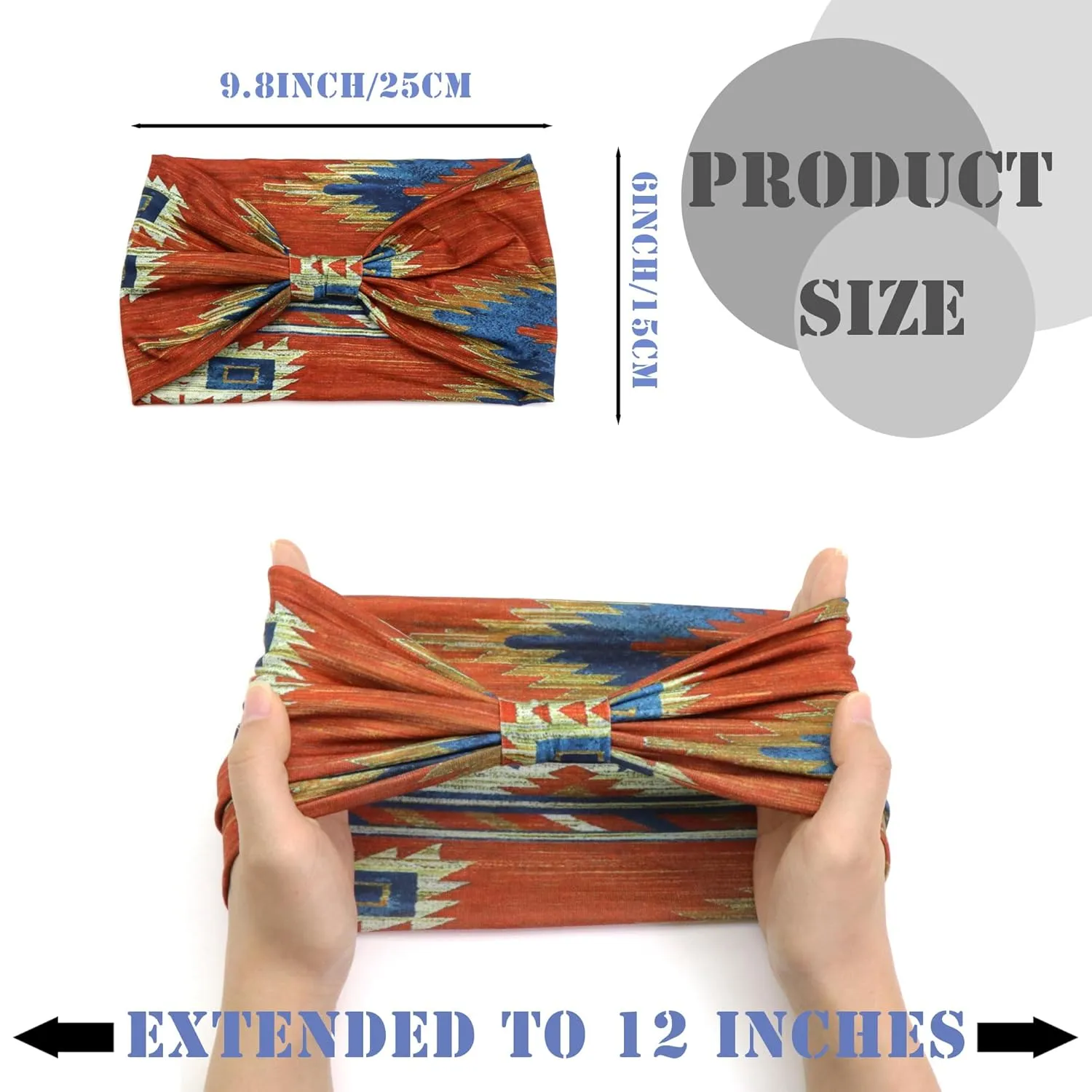 FULZTEY Wide Boho Headbands for Women Fashion Knotted Headwraps Large African Hairband Elastic Yoga Workout Sweat Head Band Thick Cloth Turban Non Slip Bandanas for Hair Accessories 3Pcs