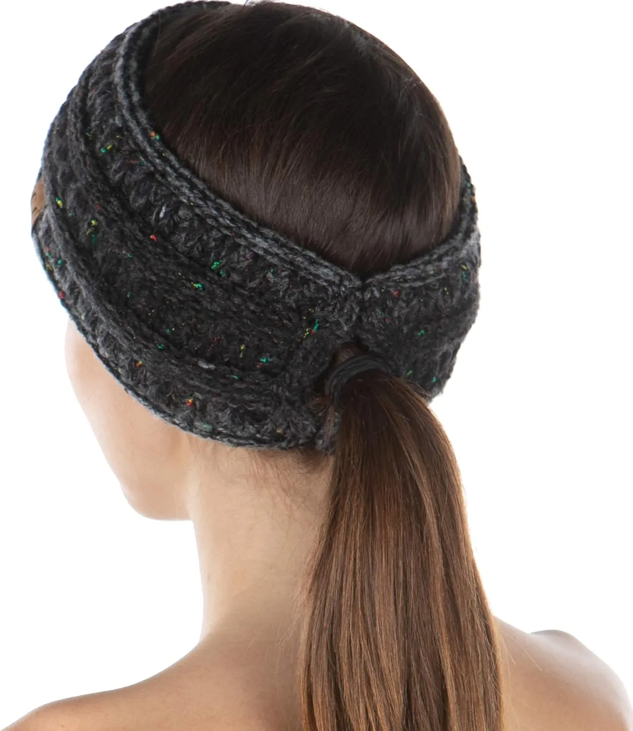 Funky Junque Women's Fleece Lined Cable Knit Headband - Messy Bun Ear Warmer - Solid, Confetti, 4 Tone, Value Packs