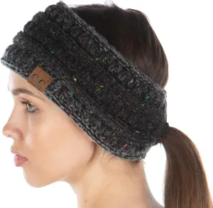 Funky Junque Women's Fleece Lined Cable Knit Headband - Messy Bun Ear Warmer - Solid, Confetti, 4 Tone, Value Packs