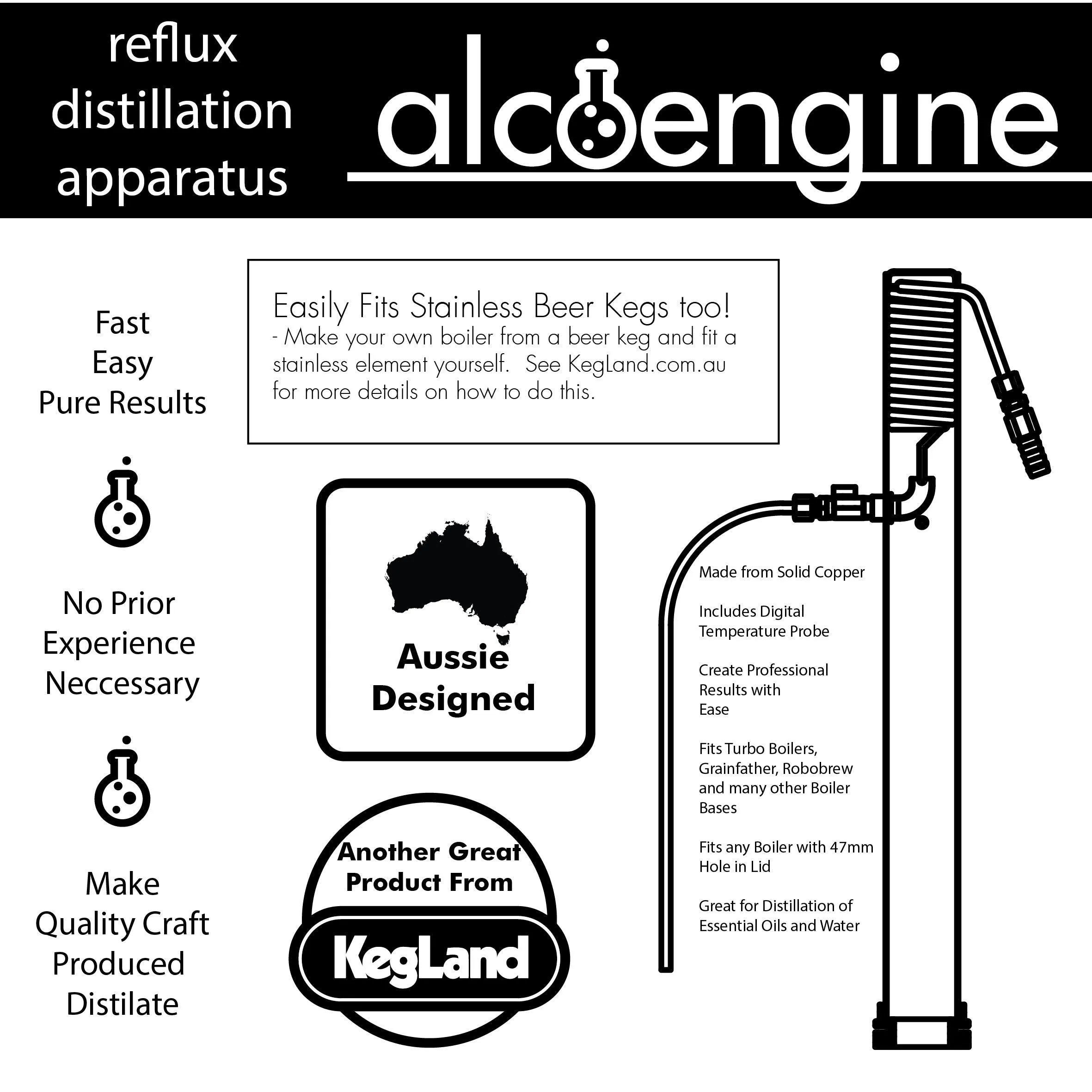 Gen 1.0 - AlcoEngine - Copper reflux Still with 13mm Barb Tails