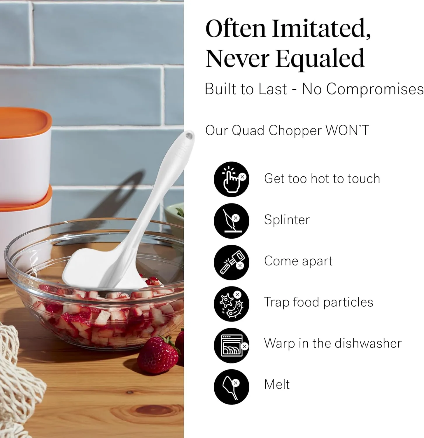 GIR: Get It Right Premium Silicone Quad Meat Chopper - Non-Stick Heat Resistant Potato Mashers and Hamburger Chopper - Ultimate - 12 IN, White