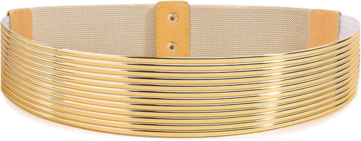 Glamorstar Wide Stretchy Waist Belts Vintage Elastic Belts for Women Dresses