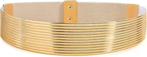 Glamorstar Wide Stretchy Waist Belts Vintage Elastic Belts for Women Dresses