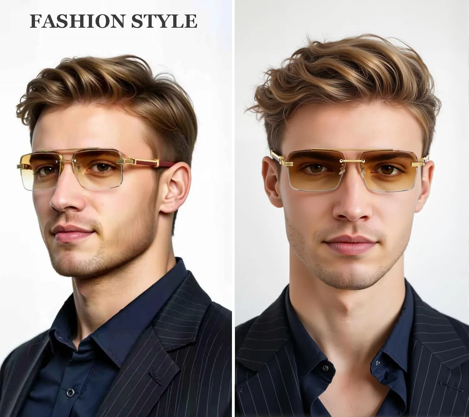 Gleyemor Mens Sunglasses Fashion Rimless Rectangle Sunglasses Square Frameless Sunglasses for Men