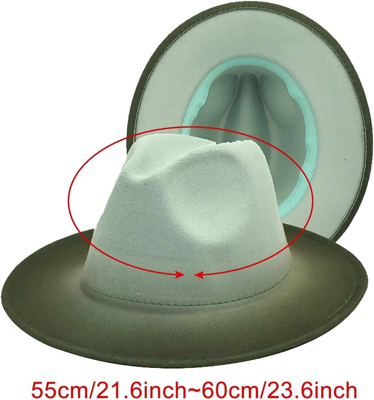 Gradient Color Fedora Hat for Women Men Wide Brim Two-Tone Hat Panama Jazz Hat with Belt Buckle