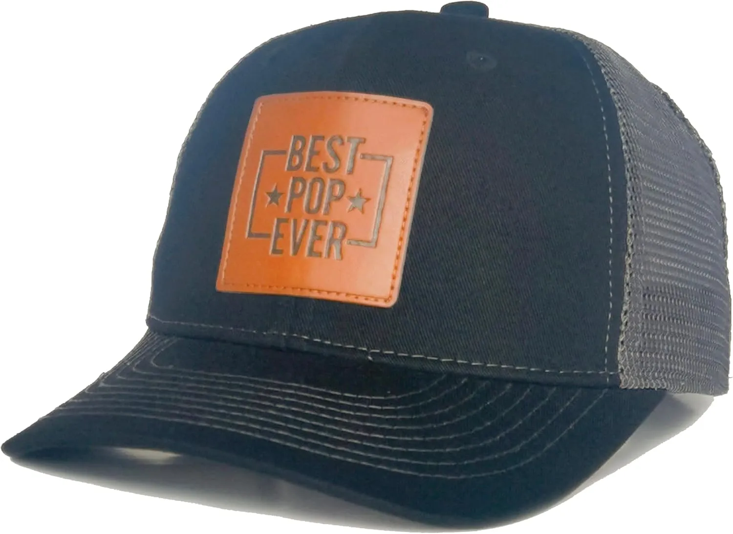 Grandpa Hats,Worlds Best Pop Ever Trucker Hat for Dad Papa Leather Patch Baseball Caps