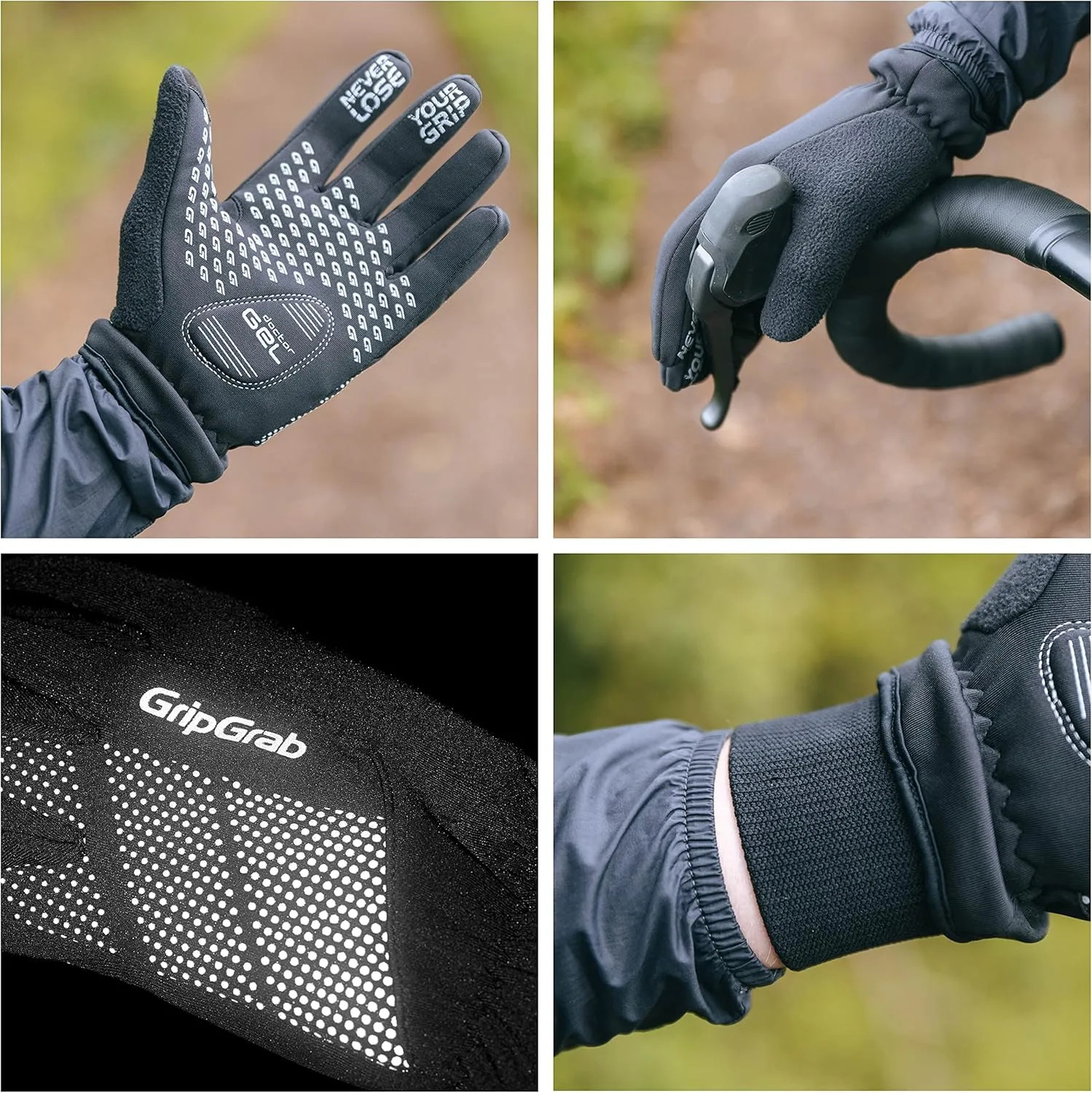 GripGrab Ride Windproof Winter Padded Cycling Gloves Full Finger Breathable Biking Gloves Thermal Fleece Lined Cold Weather Bike Riding Gloves for MTB Gravel Road Bike