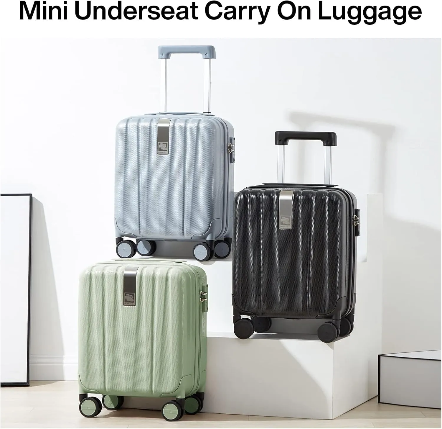 Hanke 14 Inch Underseat Carry On Luggage with Wheels Hard Shell Suitcases Carry On Bag Lightweight Small Mini Suitcase Travel Luggage for TravelBamboo Green