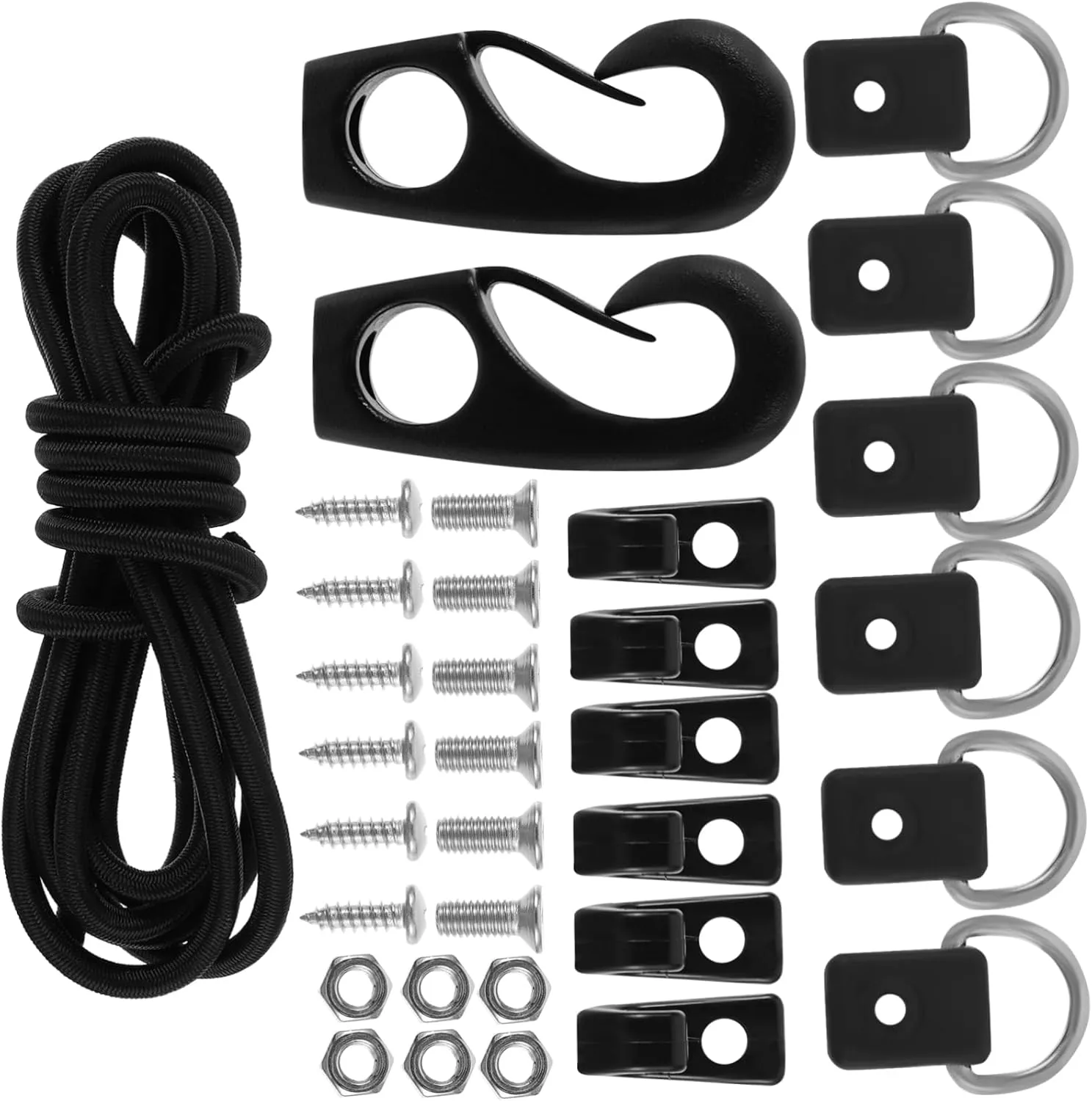 Happyyami Heavy Duty Boat Rope Kit 4pcs Stretchy Dock Lines Stainless Steel Hooks for Kayak Paddle Holders