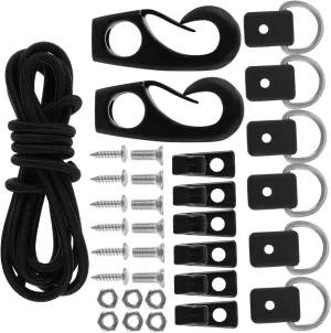 Happyyami Heavy Duty Boat Rope Kit 4pcs Stretchy Dock Lines Stainless Steel Hooks for Kayak Paddle Holders